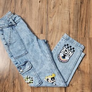Justice Powerpuff Girl's Acid Washed Light Blue Denim Jeans 8